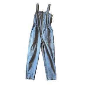 Madewell Denim Zip Smock-Waist Jumpsuit in Baisley Wash LG